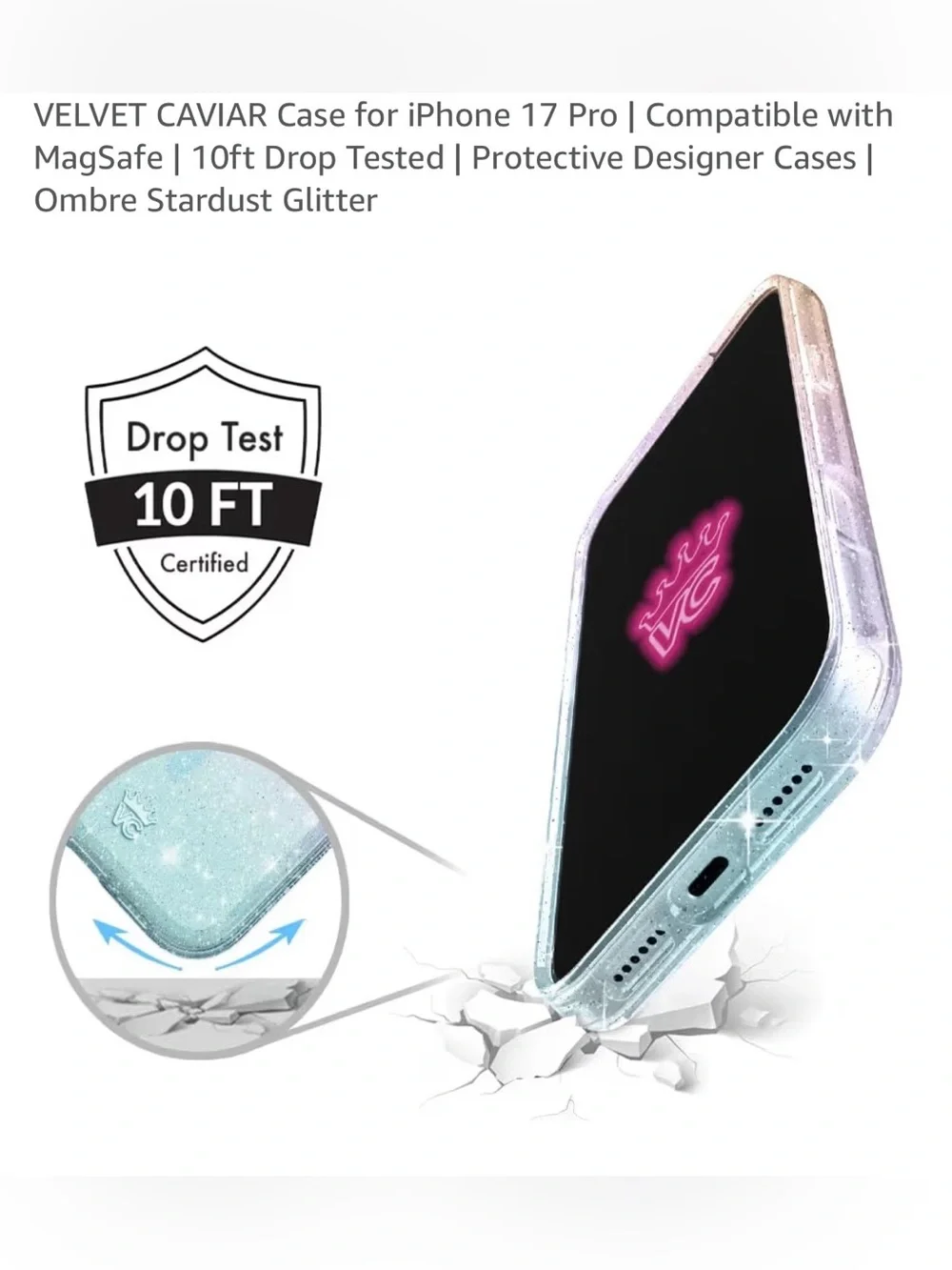 Velvet Caviar Ombre Stardust Glitter Phone Case — Pink, Purple & Blue